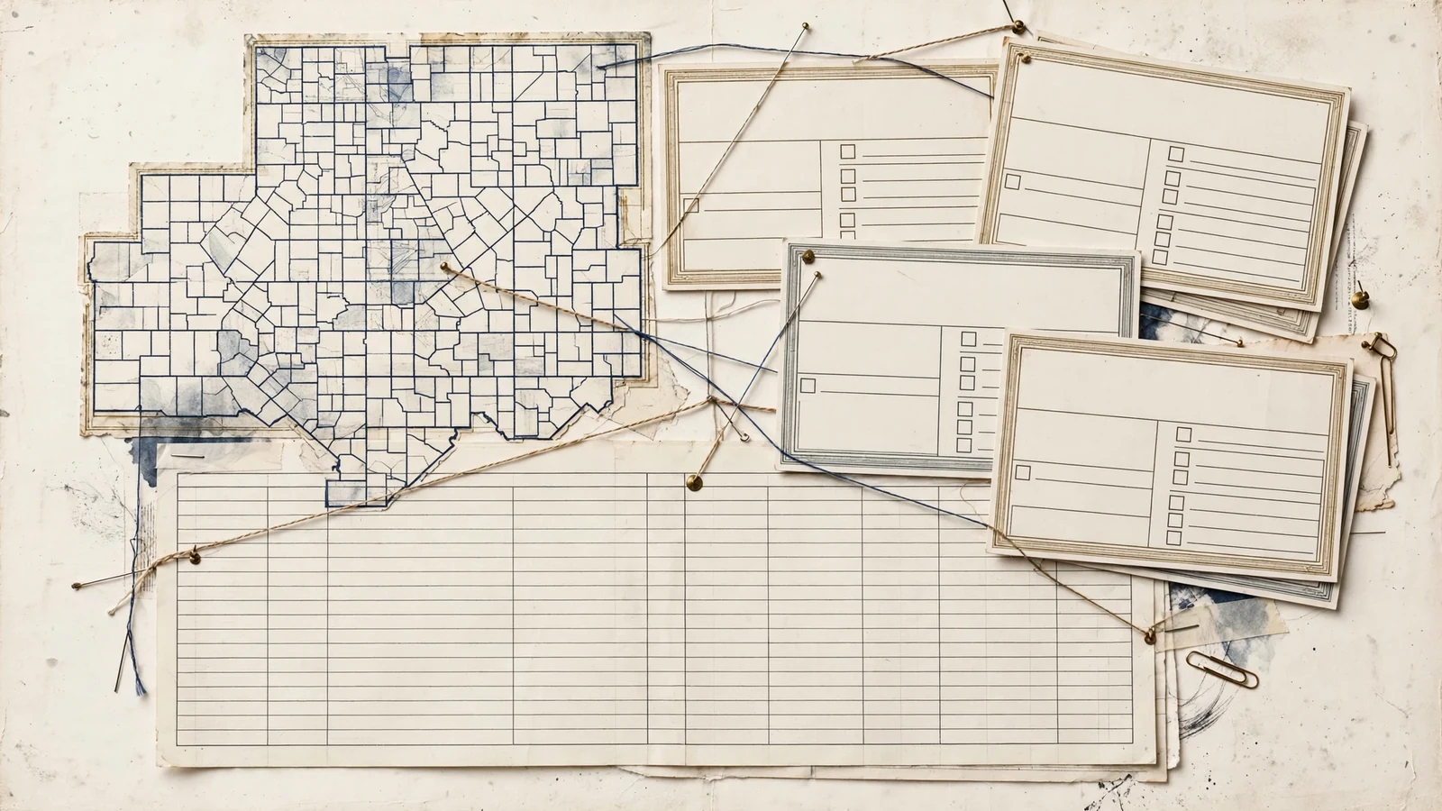 Overlapping boundary maps, blank designation records and linking threads