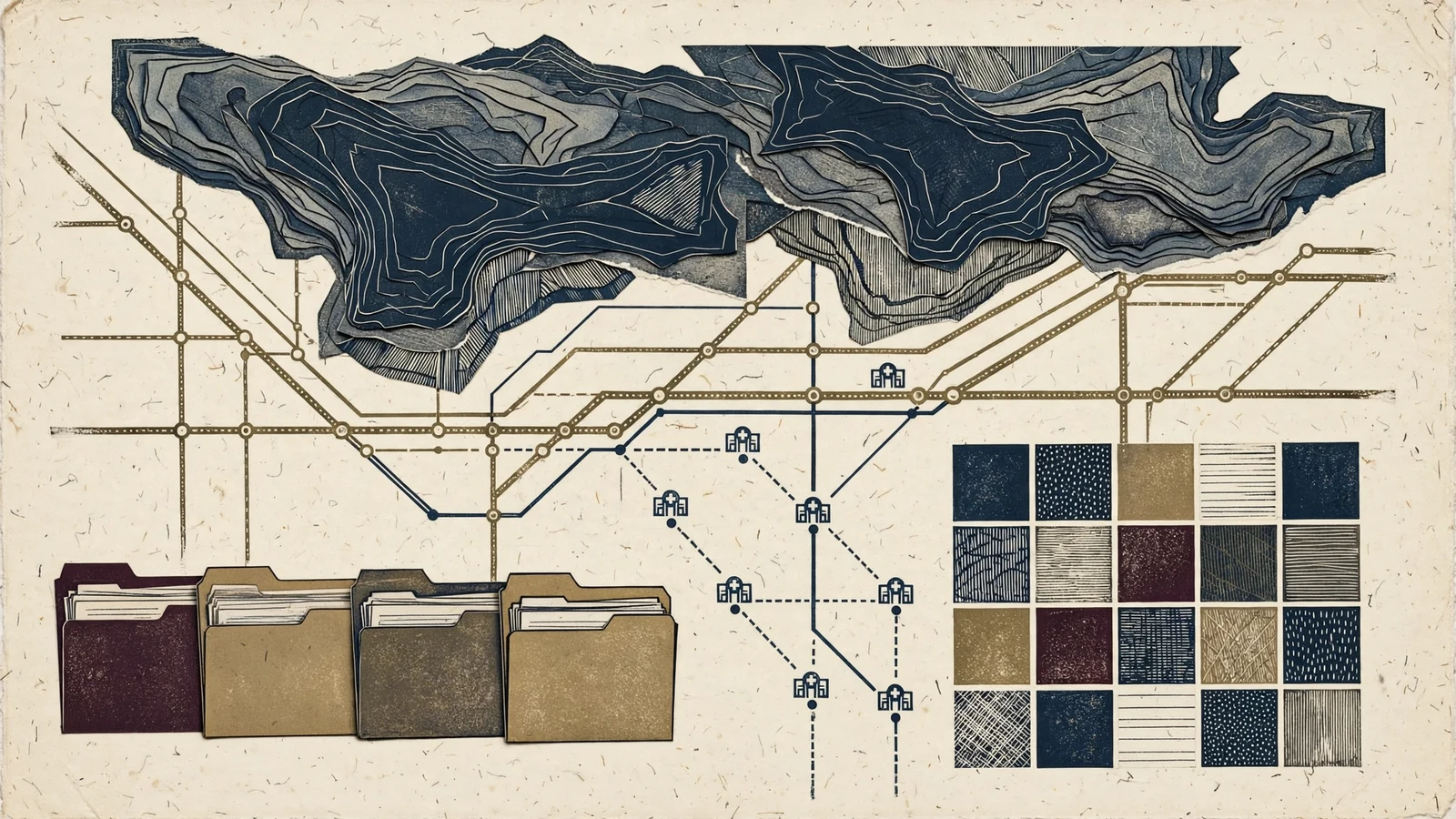 Surgical access network with hospital markers, regional terrain layers and evidence folders